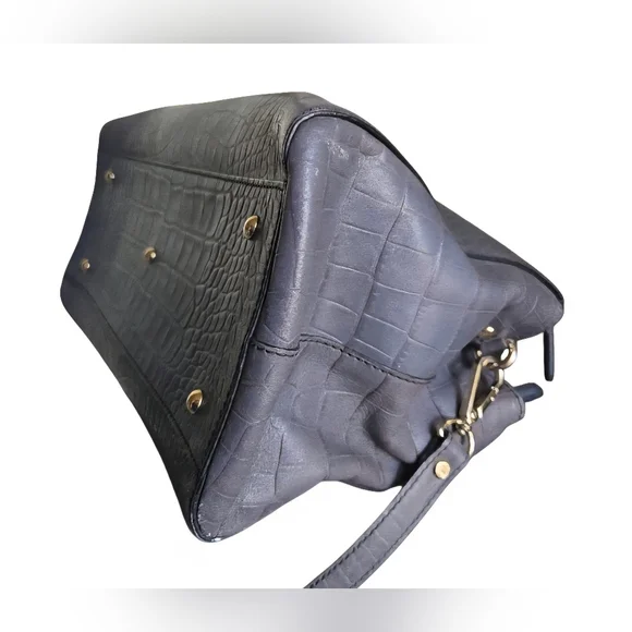 MCM Croc Embossed Gray Leather Large 2 way Satchel T7428 in EUC - Picture 7 of 16